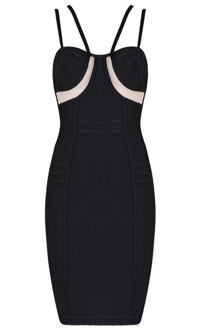 Herve Leger Black Double Strap Bustier Dress