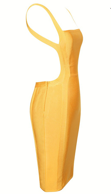 Herve Leger Yellow Backless Dress