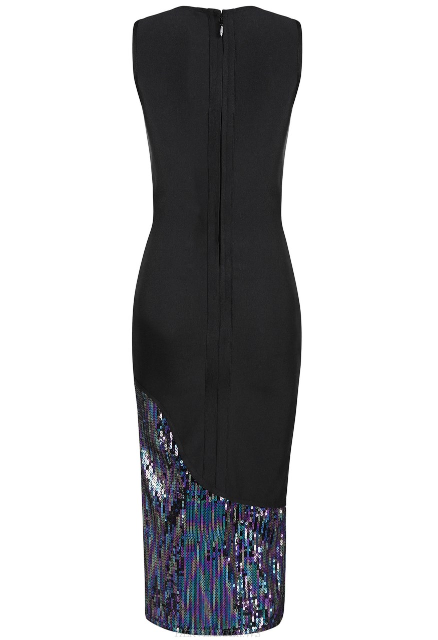 Herve Leger Black Sequin Panel Dress