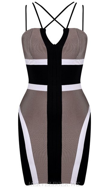 Herve Leger Colorblock Strappy Dress