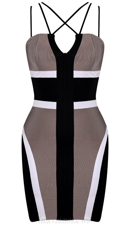 Herve Leger Colorblock Strappy Dress