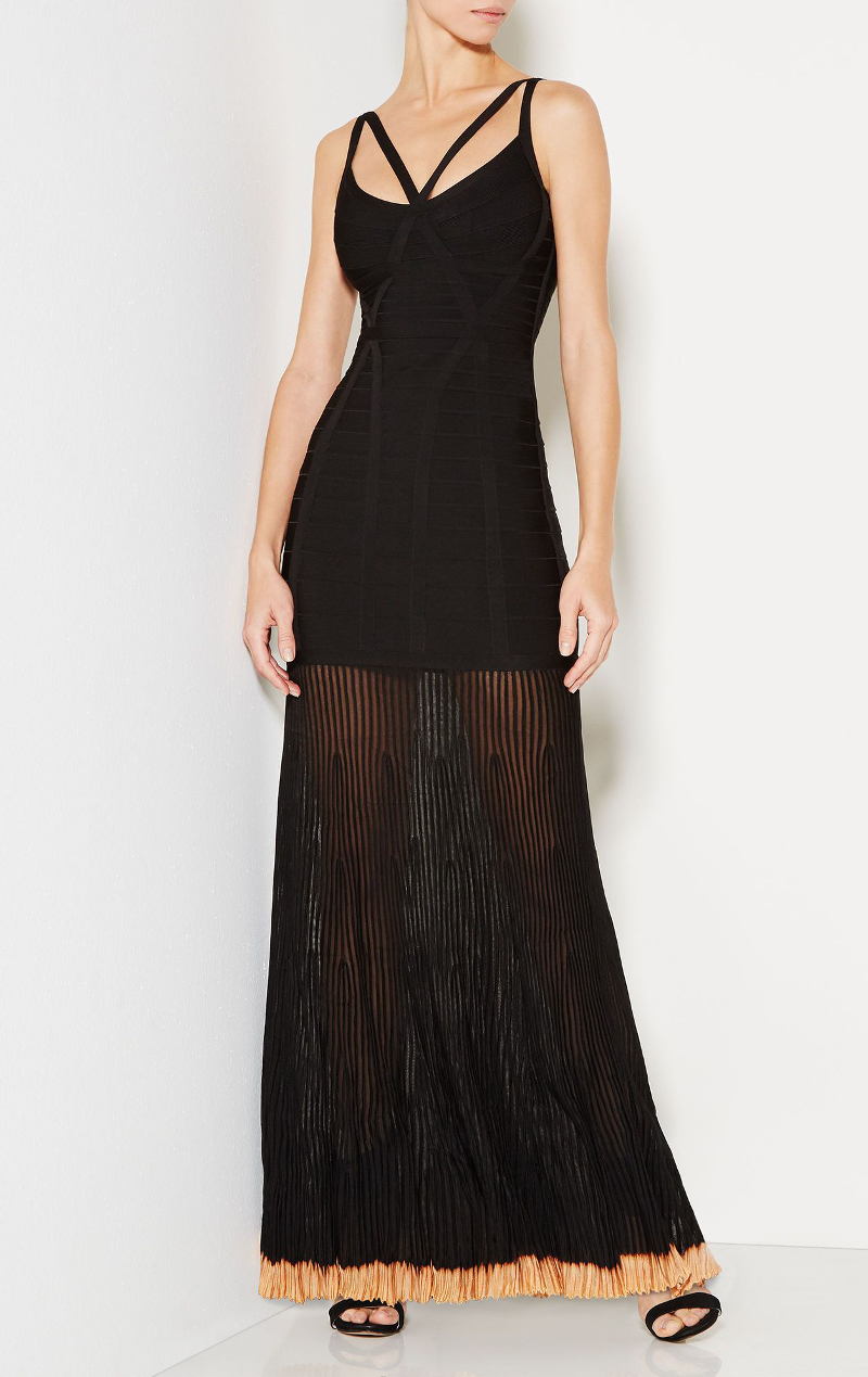 Herve Leger Black Mermaid Mesh Gown