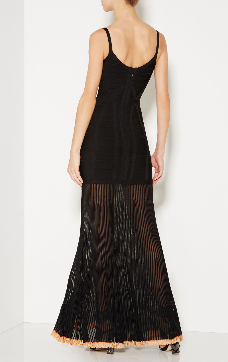 Herve Leger Black Mermaid Mesh Gown