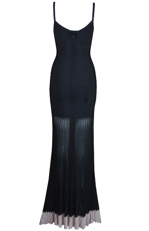 Herve Leger Black Mermaid Mesh Gown