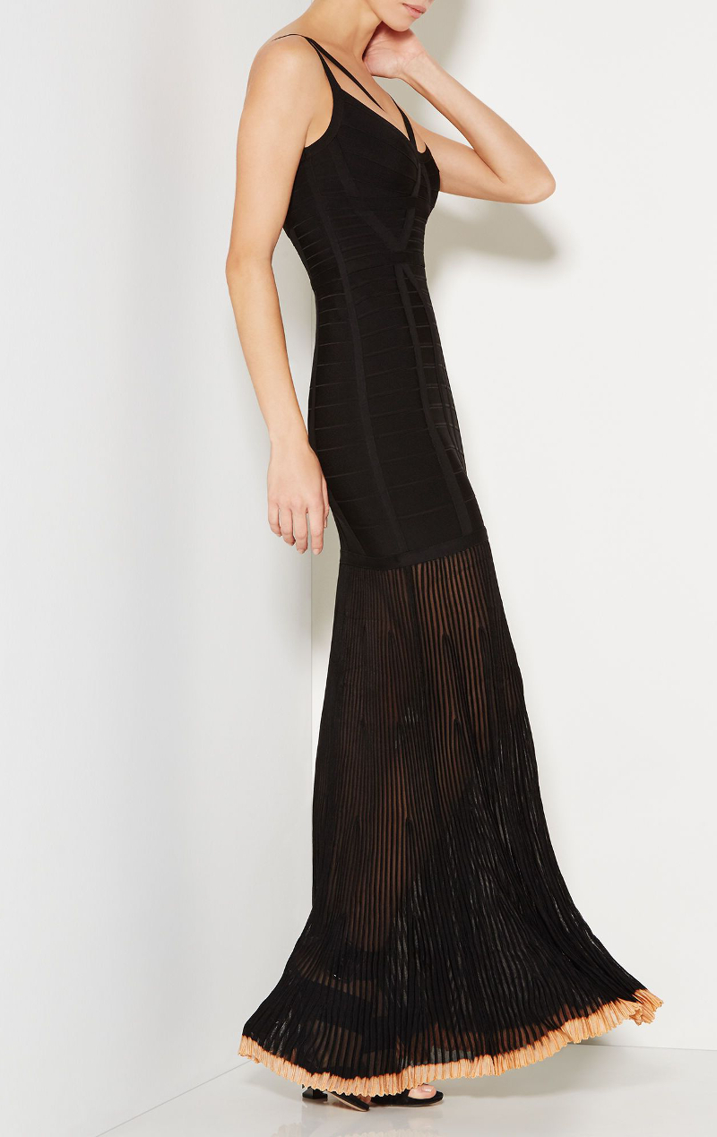 Herve Leger Black Mermaid Mesh Gown