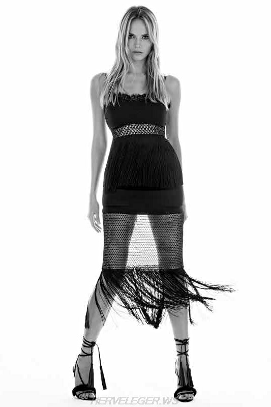 Herve Leger Black Lace Tassel Dress