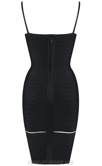 Herve Leger Black Bustier Cut Out Dress