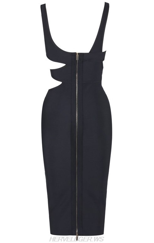 Herve Leger Black Cut Out Dress