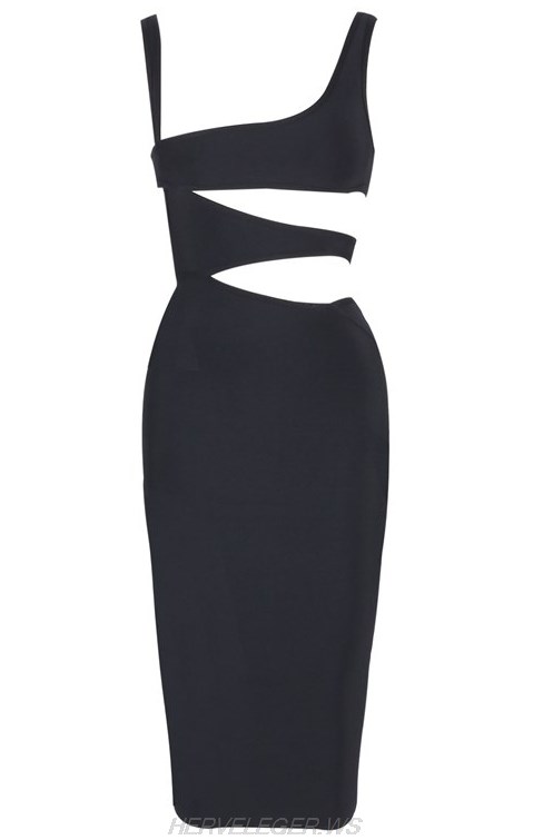 Herve Leger Black Cut Out Dress