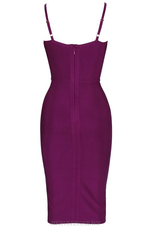 Herve Leger Purple Double Lace Up Bandage Stars Dress