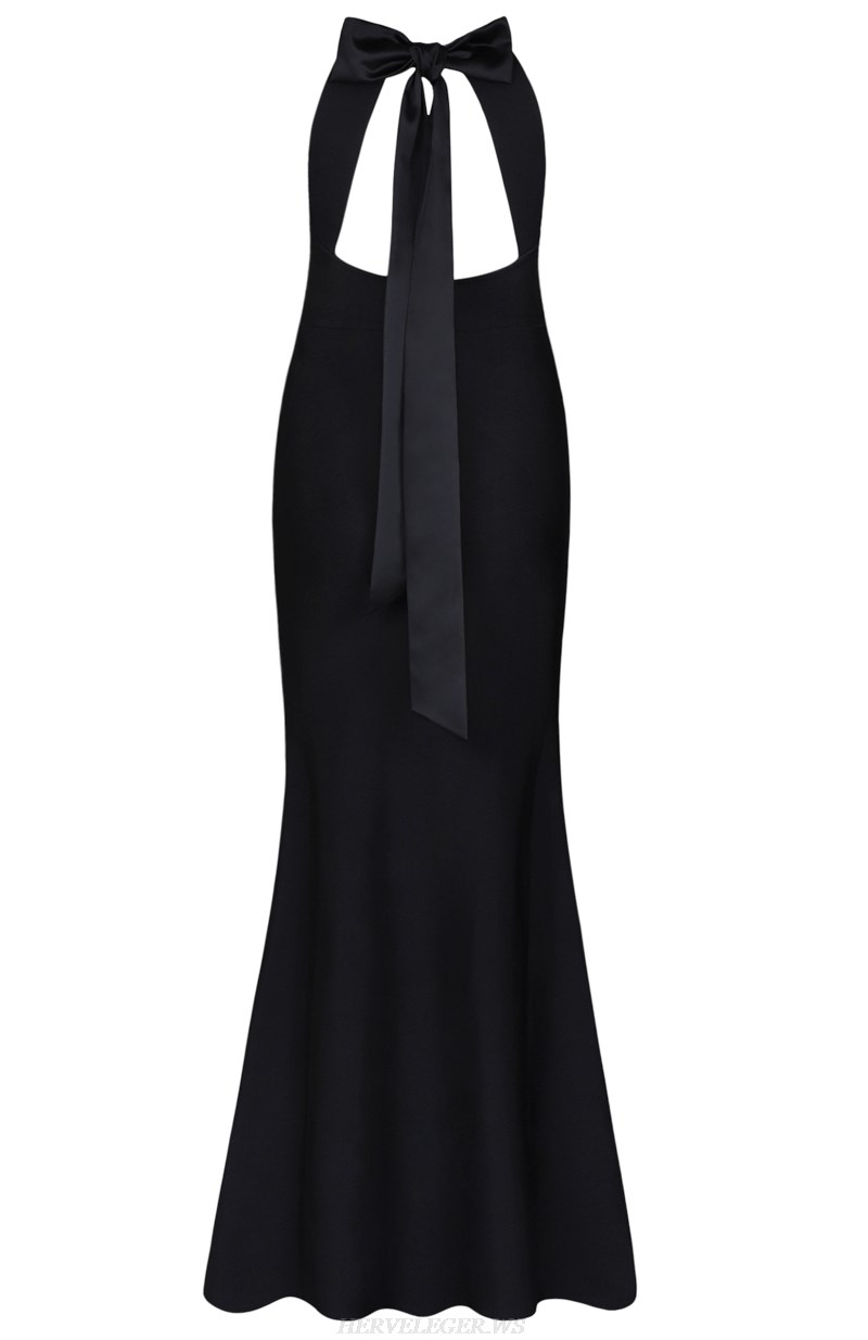 Herve Leger Black Bow Mermaid Gown