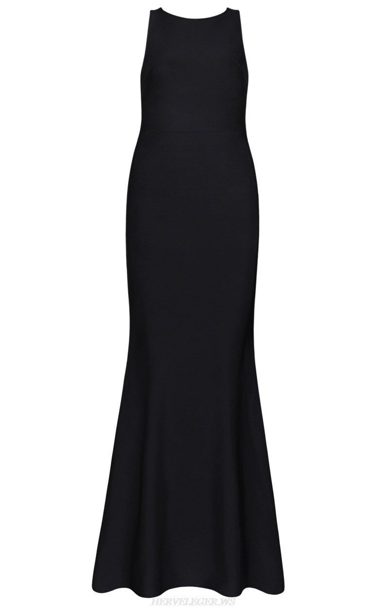 Herve Leger Black Bow Mermaid Gown