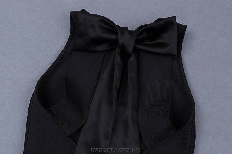 Herve Leger Black Bow Mermaid Gown