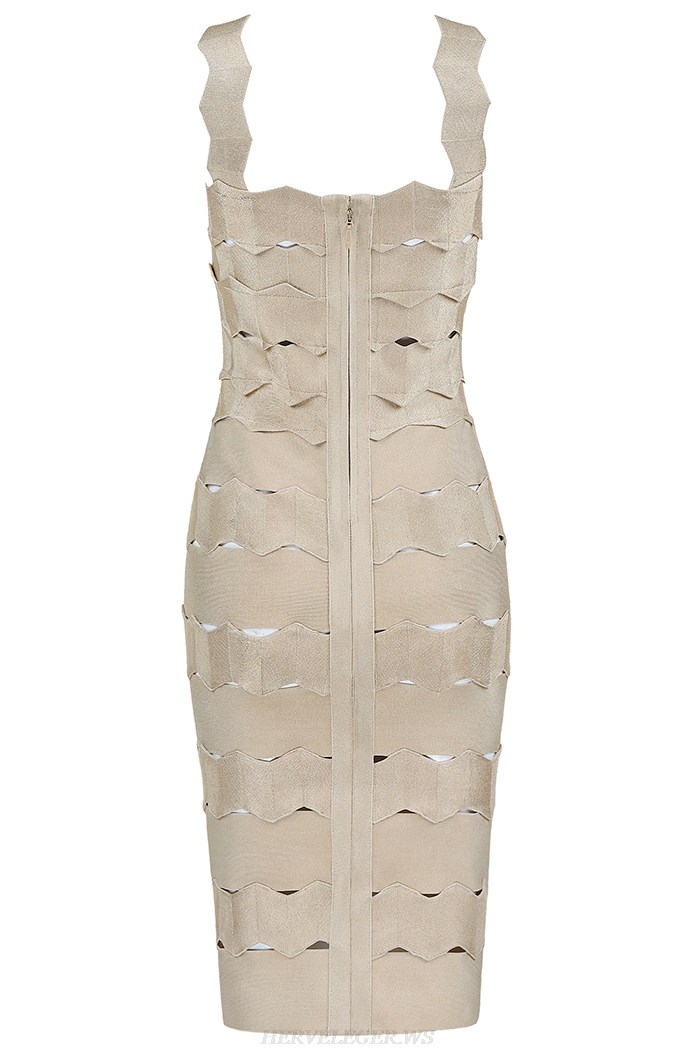 Herve Leger Nude Laser Cut Bandage Dress