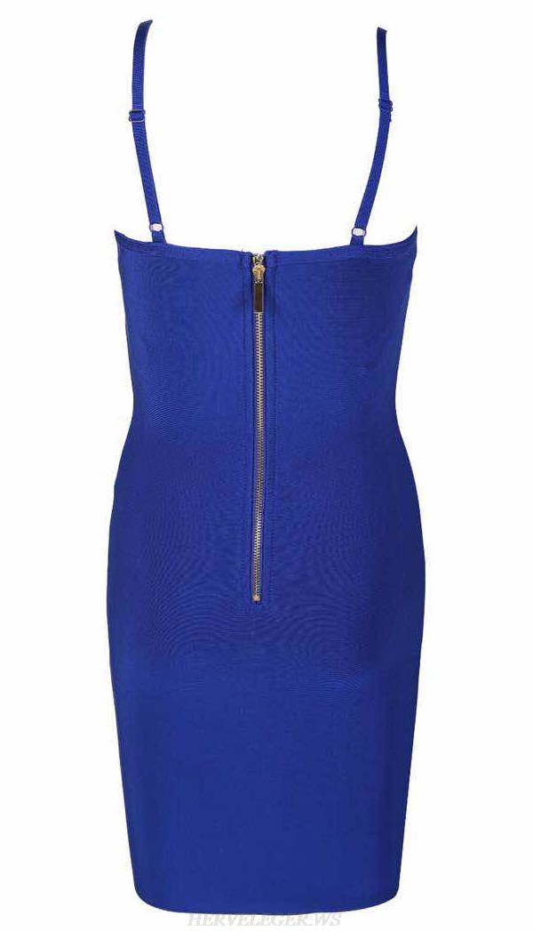 Herve Leger Blue Bustier Bandage Dress