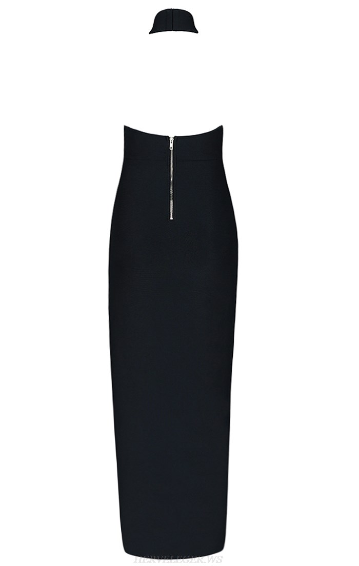 Herve Leger Black Halter Gown