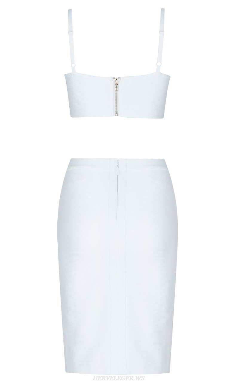 Herve Leger White Bustier Two Piece Bandage Dress