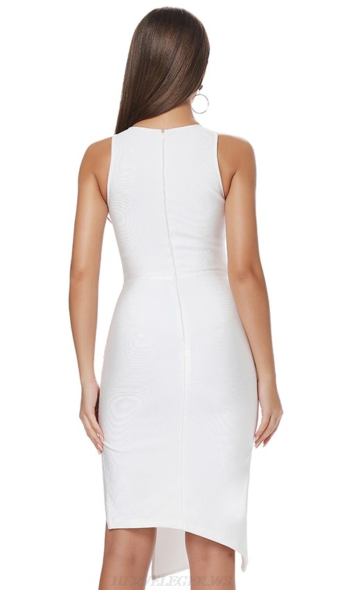 Herve Leger White Tie Detail Bandage Dress