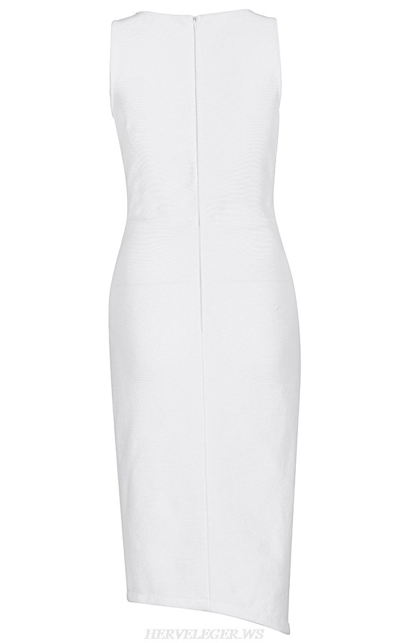 Herve Leger White Tie Detail Bandage Dress