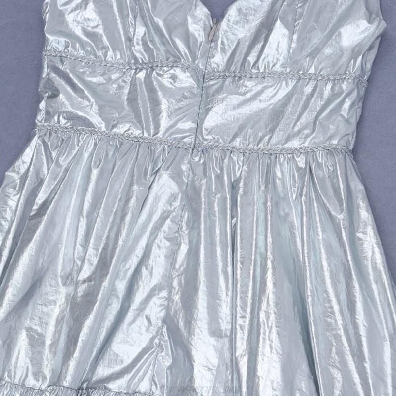 Herve Leger Silver A Line Stars Gown 