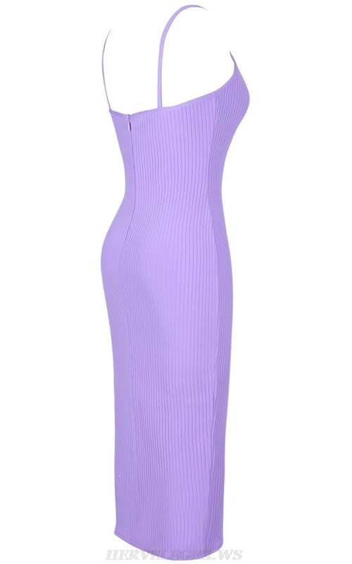 Herve Leger Lavender Ribbed Bandage Stars Dress