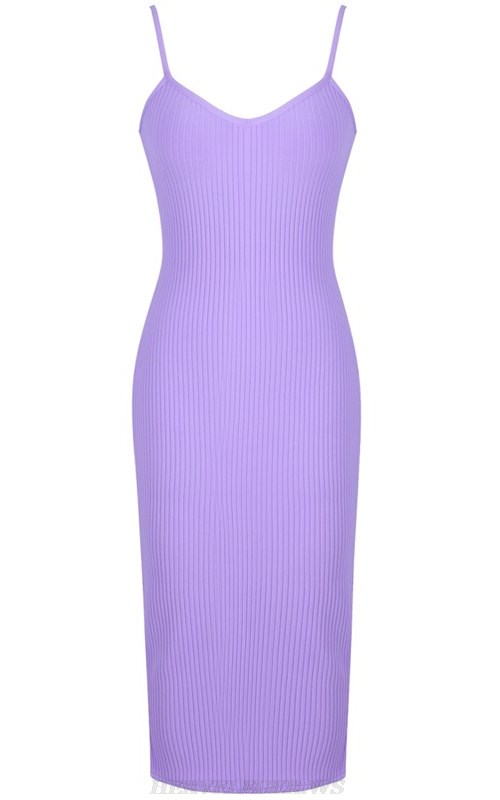 Herve Leger Lavender Ribbed Bandage Stars Dress