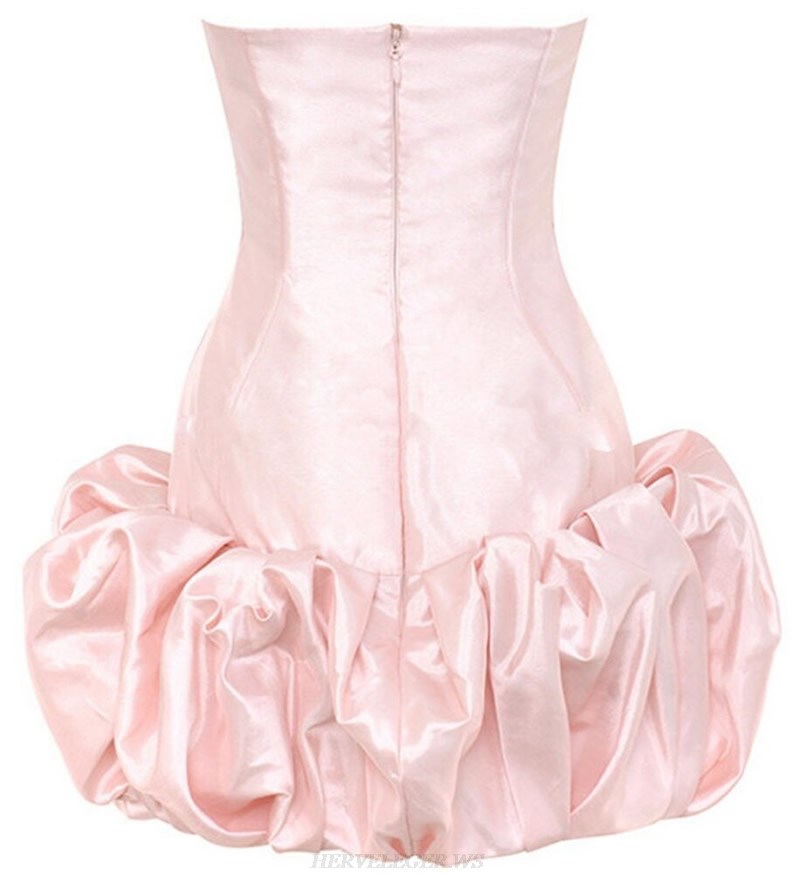 Herve Leger Pink Strapless Bustier Balloon Dress