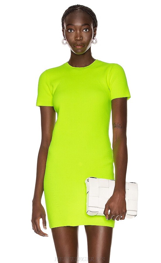 Herve Leger Neon Short Sleeve Dress