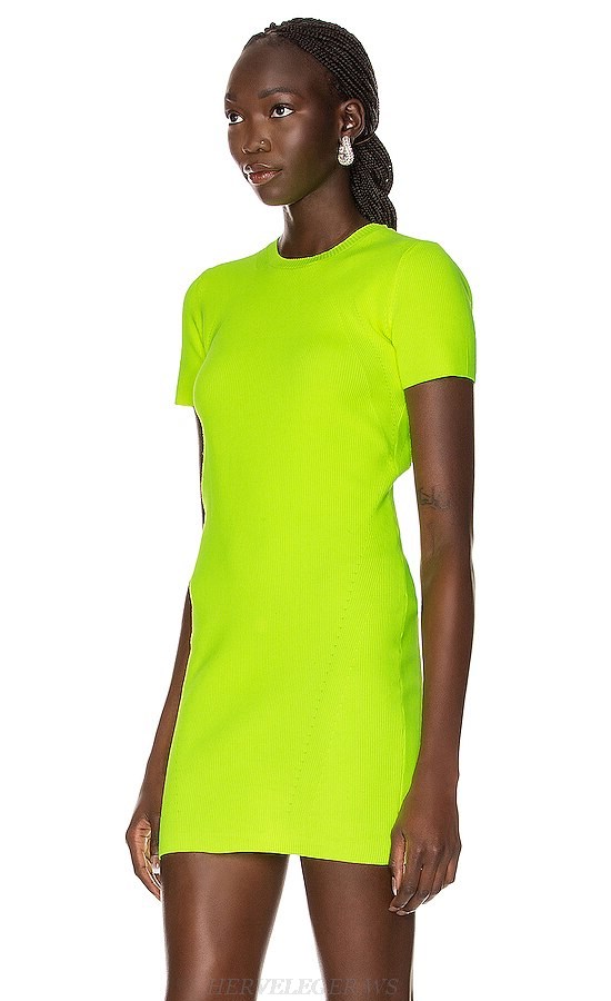 Herve Leger Neon Short Sleeve Dress