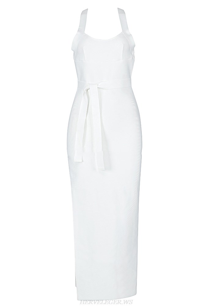 Herve Leger White Strappy Dress