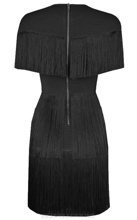 Herve Leger Black Tassel Mini Dress