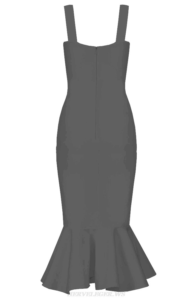 Herve Leger Black Fluted Detail Dress