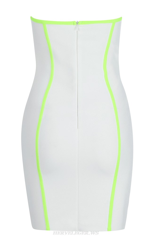 Herve Leger White Neon Strapless Bustier Dress