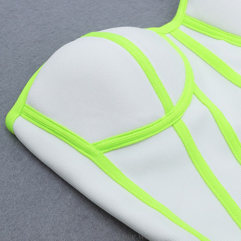 Herve Leger White Neon Strapless Bustier Dress