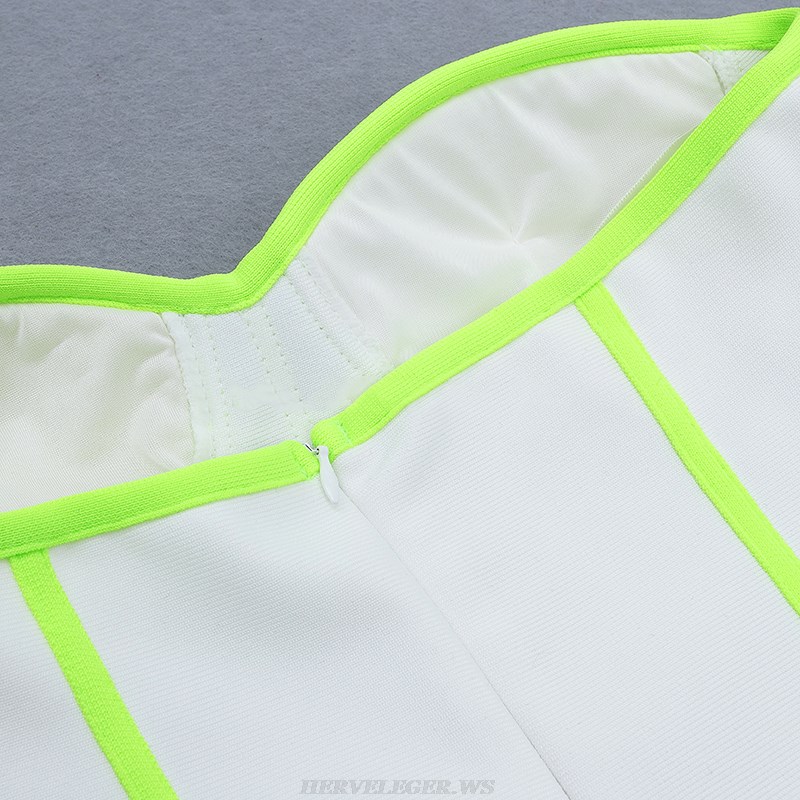 Herve Leger White Neon Strapless Bustier Dress