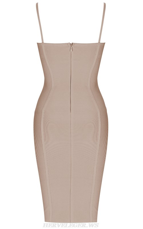 Herve Leger Nude Structured Bustier Bandage Dress