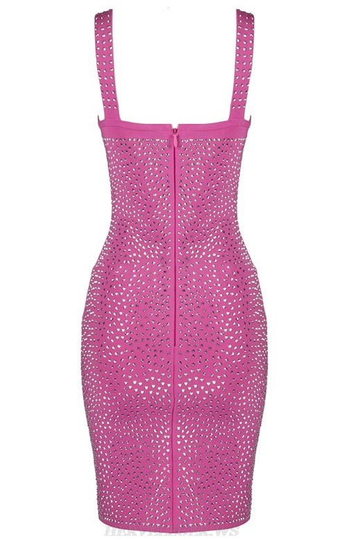 Herve Leger Pink Bustier Studded Stars Dress