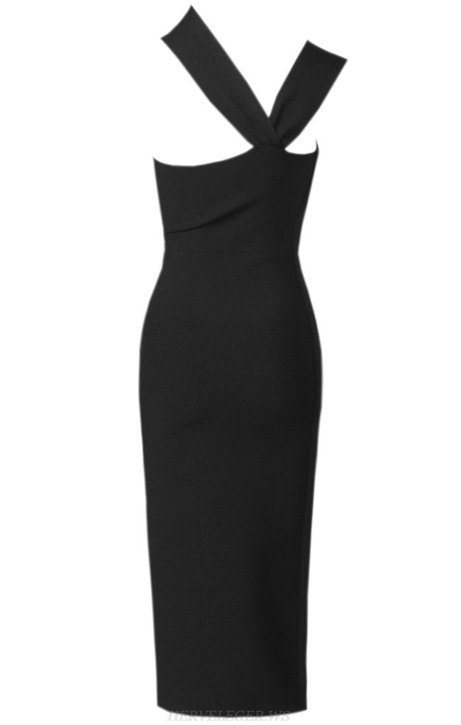 Herve Leger Black Asymmetric Cut Dress