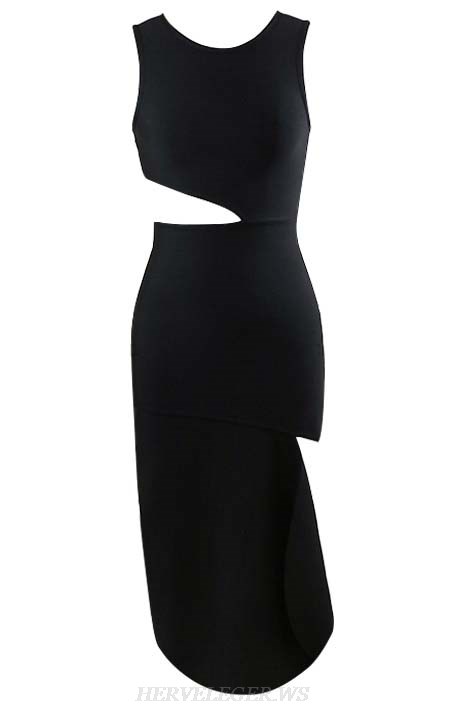 Herve Leger Black Asymmetric Dress