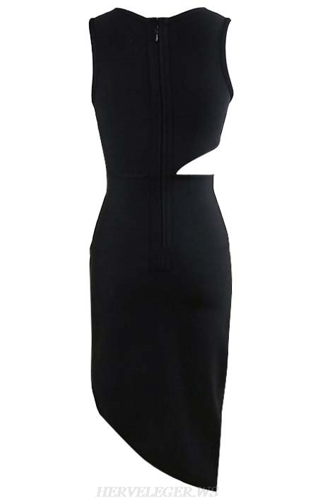 Herve Leger Black Asymmetric Dress