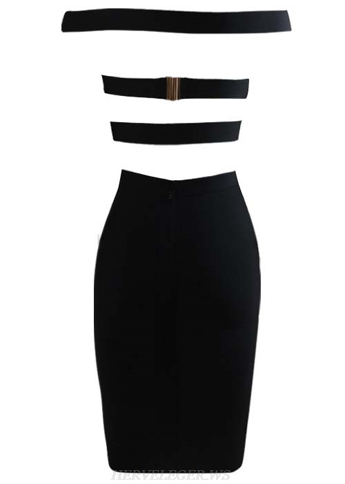 Herve Leger Black Bardot Two Piece Dress