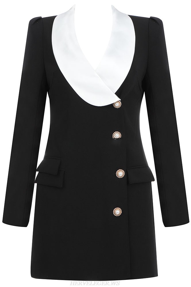 Herve Leger Black White Blazer Dress