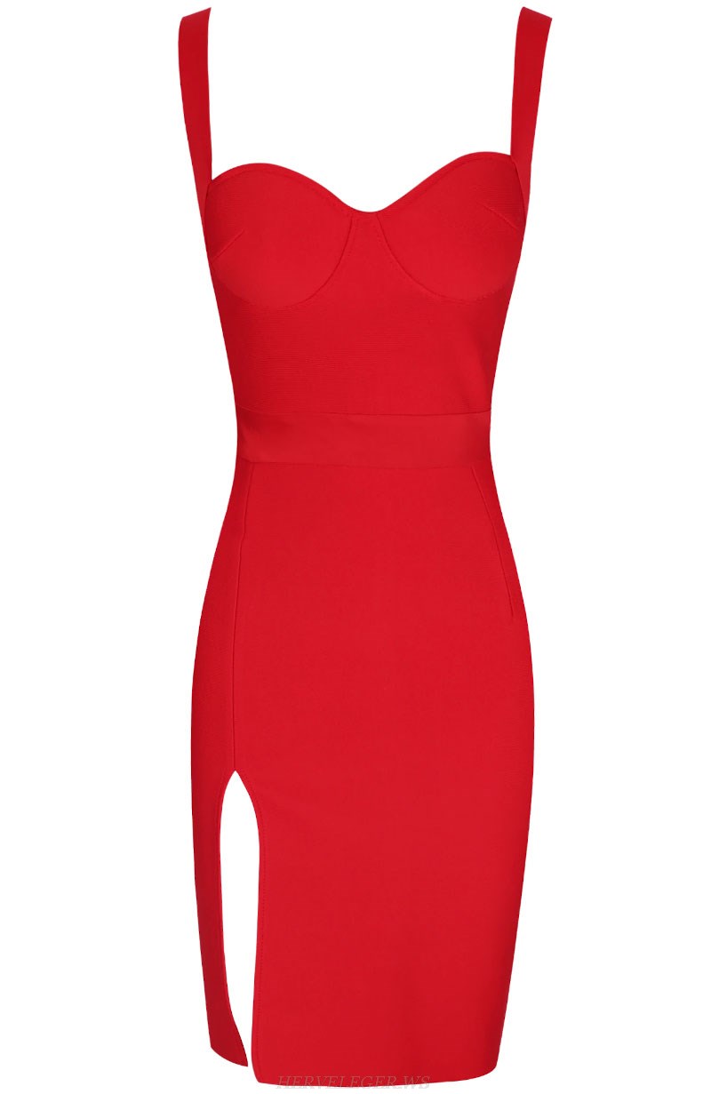 Herve Leger Red Bustier Dress