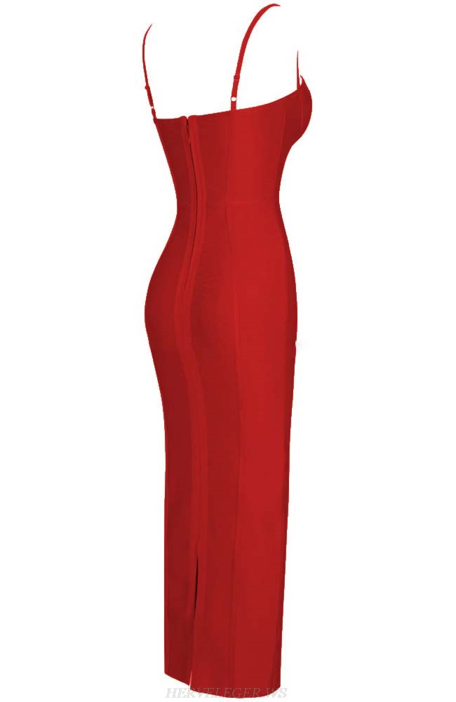 Herve Leger Red Bustier Structured Dress