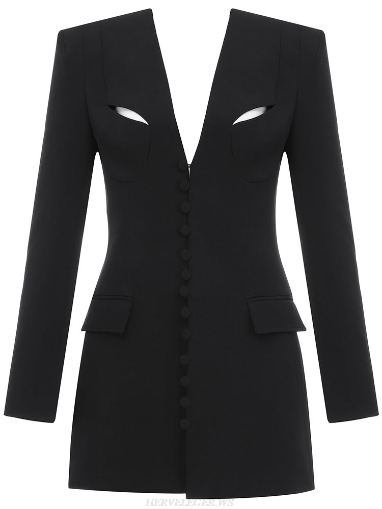 Herve Leger Black Detail Blazer Dress