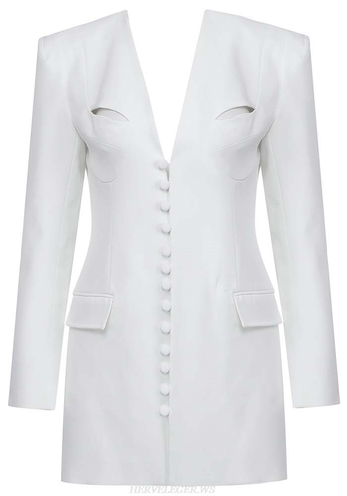 Herve Leger White Detail Blazer Dress