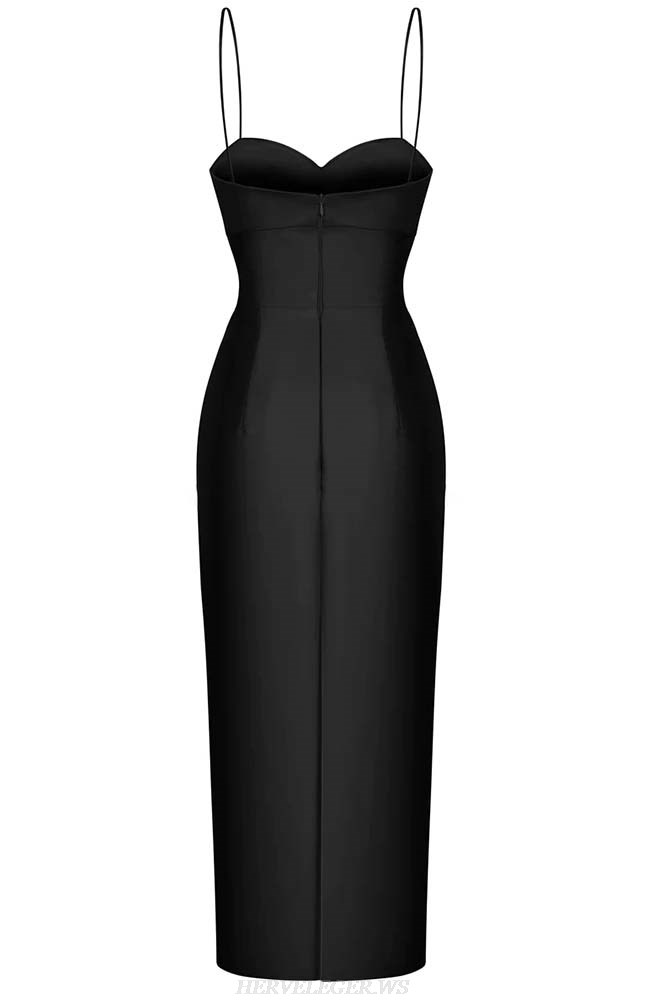 Herve Leger Black Draped Bustier Dress