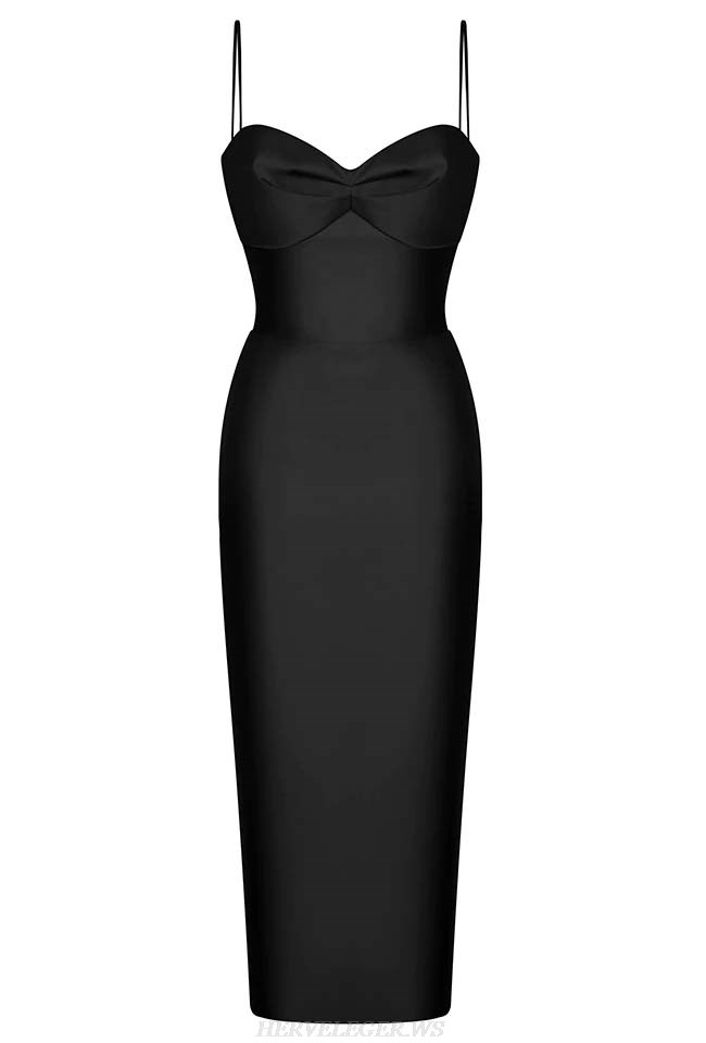 Herve Leger Black Draped Bustier Dress