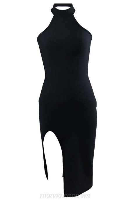 Herve Leger Black Halter Dress