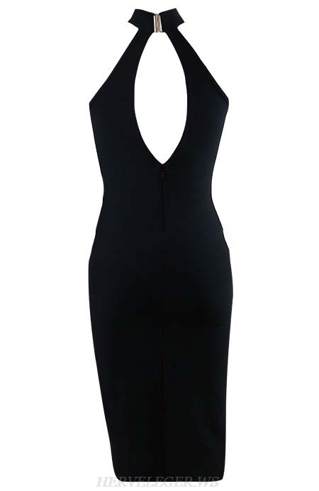 Herve Leger Black Halter Dress